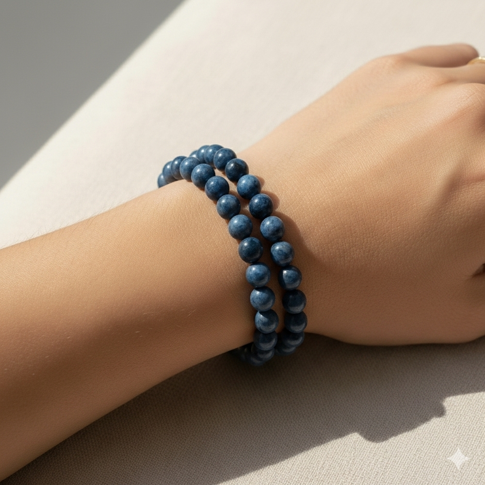 Natural Blue Sodalite Beaded Stretch Bracelet Boho